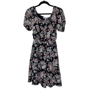 Wilde Floral Chiffon Puff Sleeve Dress Womens M Cottagecore Whimsygoth Mini